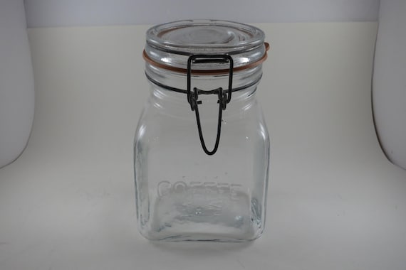 Vintage Italian 1 Pound Coffee Canister with Glass Lid