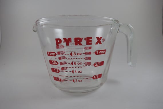 Vintage Pyrex Measuring Cup: 1-Cup, Red Lettering All Caps