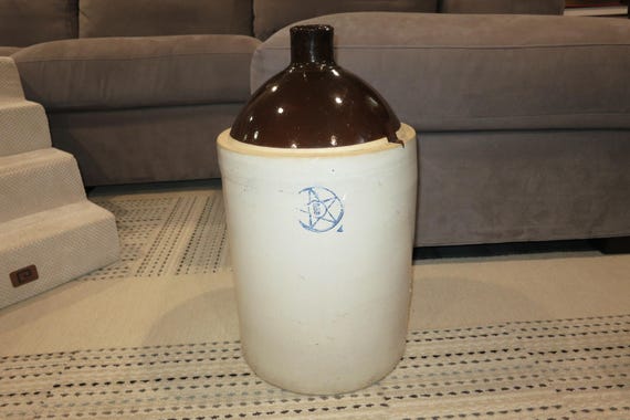 Star 5-Gallon Stoneware Jug Crooksville Ohio Cobalt Blue 5 Stamp