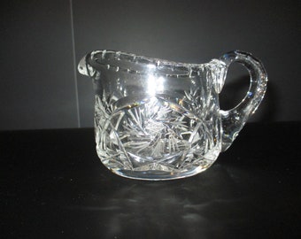 Vintage American Brilliant Etched Glass Creamer Pristine Condition