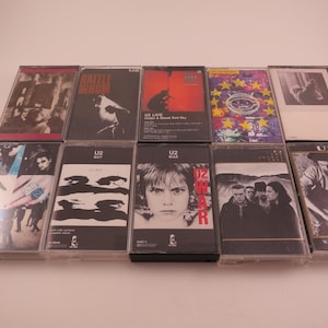 Vintage U2 Cassette Tape - 1980s Albums: Joshua Tree, War, Rattle and Hum