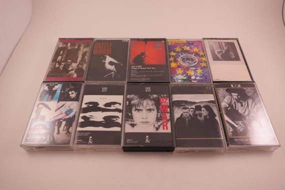 Vintage 1980's U2 Cassette Tapes Excellent Condition Rattle Hum War Boy Best Of Joshua Tree October More Sold Individually