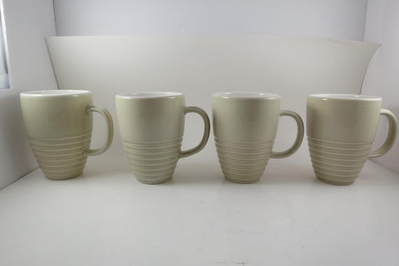 Vintage Pfaltzgraff Cappuccino Mugs: Speckled Beige, 1980s - Set of 4
