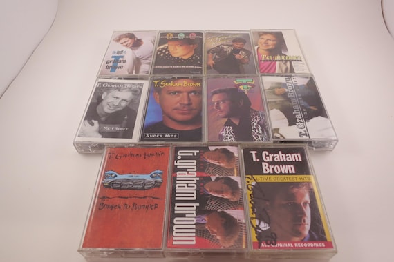 Collection of 11 Different 80's/90's T. Graham Brown Cassette Tapes Including One Signed Bumper to Bumper Greatest Wine Into Water More