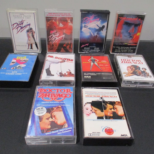 Vintage Soundtracks of the 80's and 90's Cassette Tapes D Dirty Dancing Doctor Zhivago Days of Thunder Dr. Dolittle More Sold Individually
