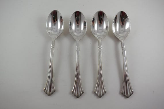 Wm Rogers & Son International Silver Plate Table Spoons - Royal Plume Pattern Set of Four
