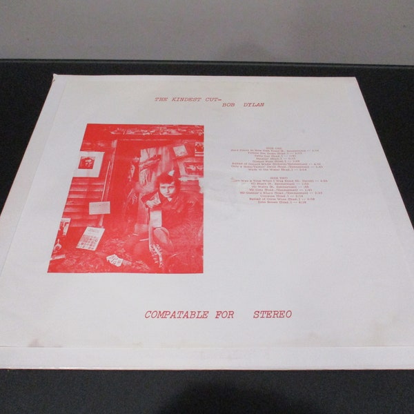 Vintage 1971 Vinyl LP Record The Kindest Cut Bob Dylan Unofficial Pressing of 1961 Concert Excellent Condition Rare 65881