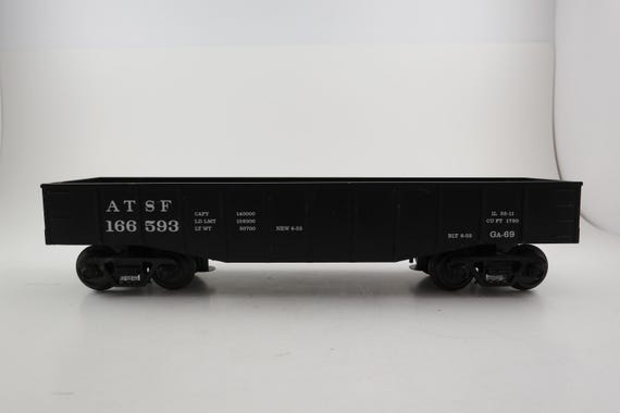 Vintage 1998 MTH Electric Trains O Gauge Black ATSF-166-593 Gondola Car Excellent Condition 1:48 Scale