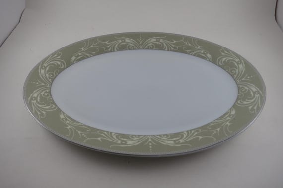 Vintage Lorren Home Trends Porcelain Olympia Pattern 13.75 Inch Oval Serving Platter