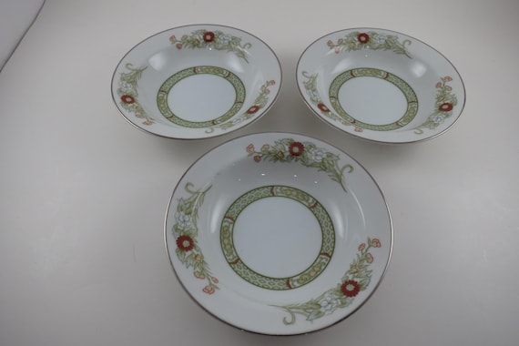 Vintage Mikasa Kabuki Pattern Set of Three 5 1/2 Inch Rim Fruit Bowls