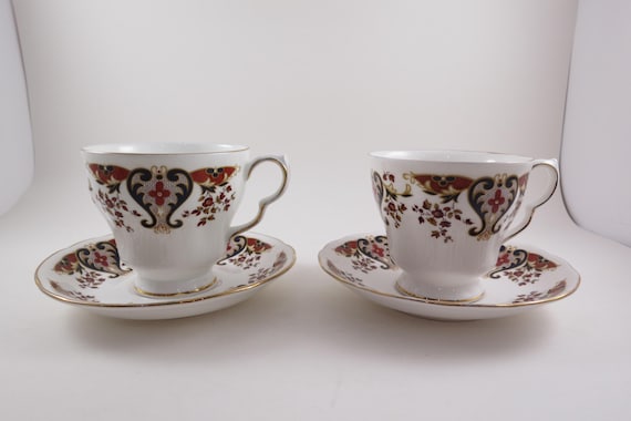 Pair of Vintage Royal Albert 1991 Coclough Royale Cup and Saucer Sets Excellent Condition