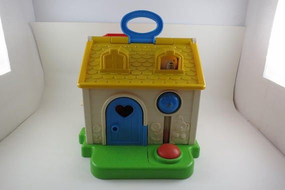 1984 Fisher Price Discovery Cottage Toy with Dog and Vehicle