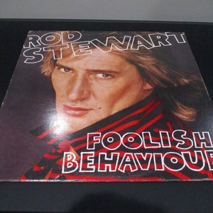 Vintage Rod Stewart Foolish Behaviour Vinyl LP Record With Original Poster
