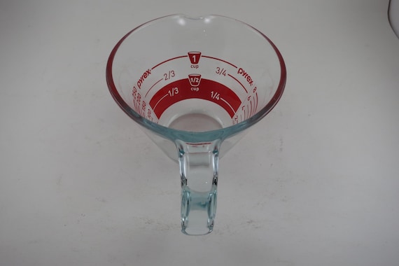 Vintage Pyrex 1-Cup Measuring Cup, Red Lettering Inside