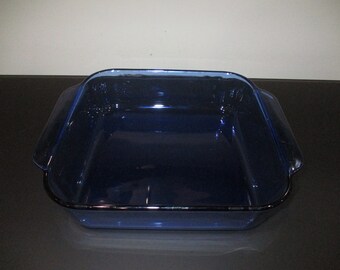 Vintage 90's Blue Pyrex 2L 2 Quart Cobalt Blue Glass Baking Dish Pan Casserole Excellent Used Condition
