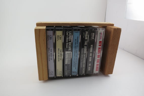 Vintage Wooden Cassette Tape Holder: Napa Valley Mini Holds 7