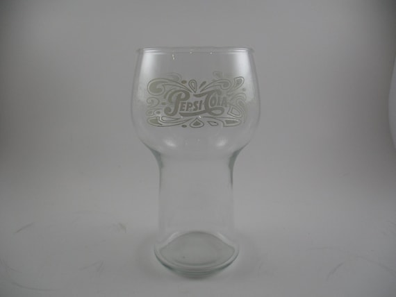 Vintage Coke Style 1980's Pepsi Cola Drinking Glass White lettering