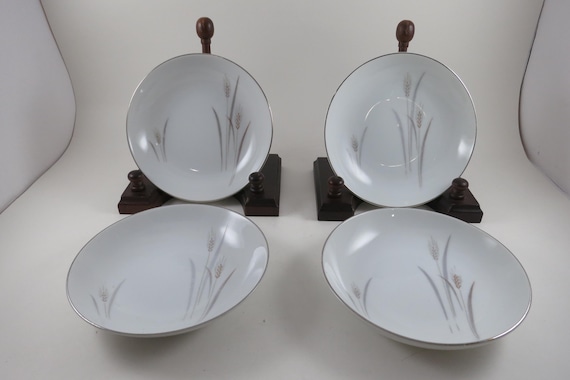 Set of 4 Vintage Fine China of Japan Platinum Wheat Fruit Bowls