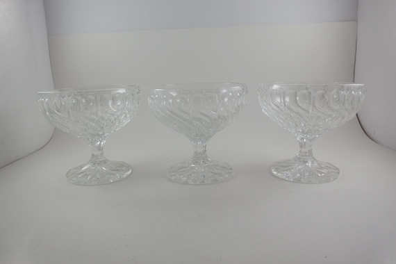 Set of Three 4 1/4 Inch Crystal Champagne Glasses Pristine Condition