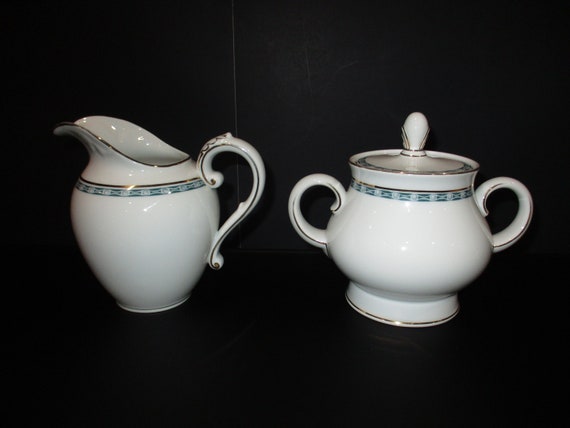 Vintage Rosenthal China Olympia Pattern Cream and Sugar with Lid Excellent Condition