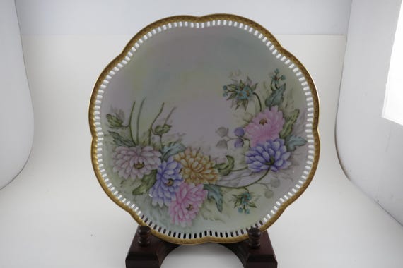 Vintage Plankenhammer Floss Bavaria Germany Hand Painted 9 1/2 Inch Display Plate