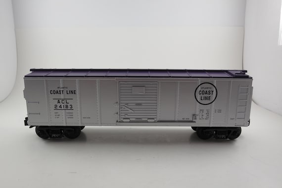 Vintage 1998 MTH Electric Trains O Gauge ACL Atlantic Coast Line Silver Purple Box Car Excellent Condition 1:48 Scale