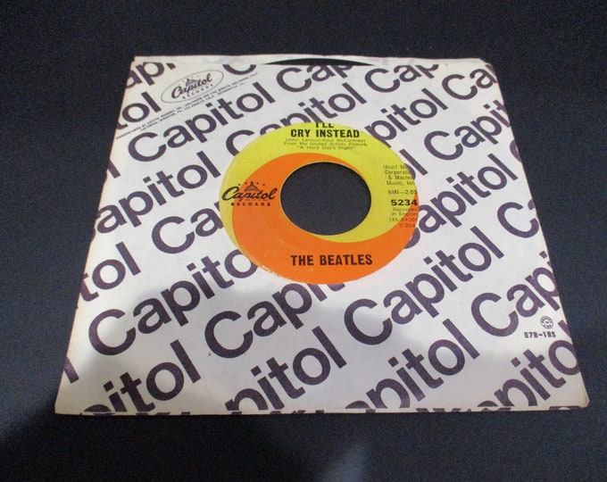Vintage 1964 Vinyl 45 RPM Record I'll Cry Instead I'm Happy Just to ...