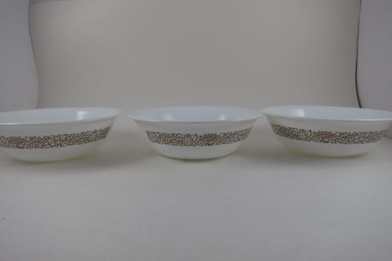 Vintage Corelle Woodland Brown 6 1/8 Inch Soup Bowls- Set of 3