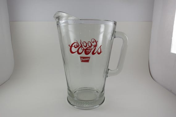 Vintage Coors Beer Pitcher: Large Heavy Glass, 9 Tall