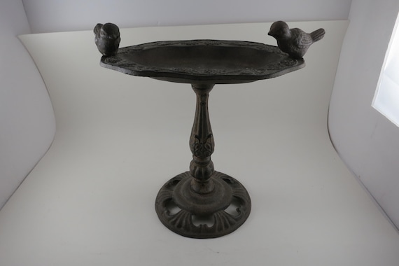 Vintage 1960s Cast Metal Bird Bath: French Garden Decor