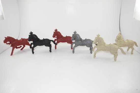 Collection of Six Tim-mee Toys Aurora Co Molded Plastic Toy Horses