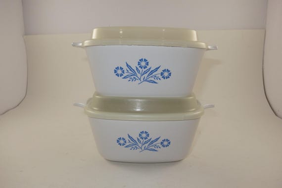 Pair of Vintage Corning Ware Blue Cornflower Petite Dish P-43B