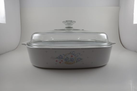 Vintage Corning Ware Skillet: 1988-1993 Country Cornflower A-10-B with Glass Lid