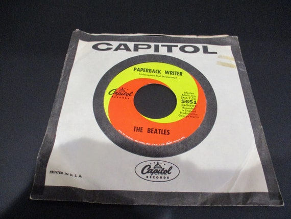 Vintage 1966 Vinyl 45 RPM Record Paperback Writer The Beatles 3011