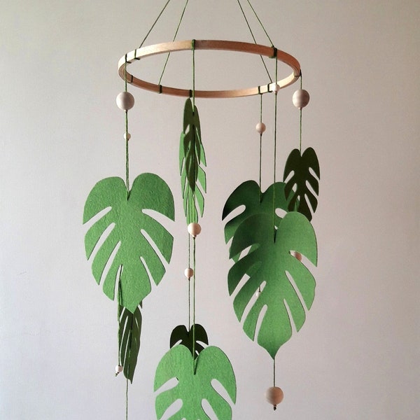 Tropical Baby mobile - Monstera leaf Mobile, Jungle Nursery mobile, Pam leaf Crib Mobile, nursery decor