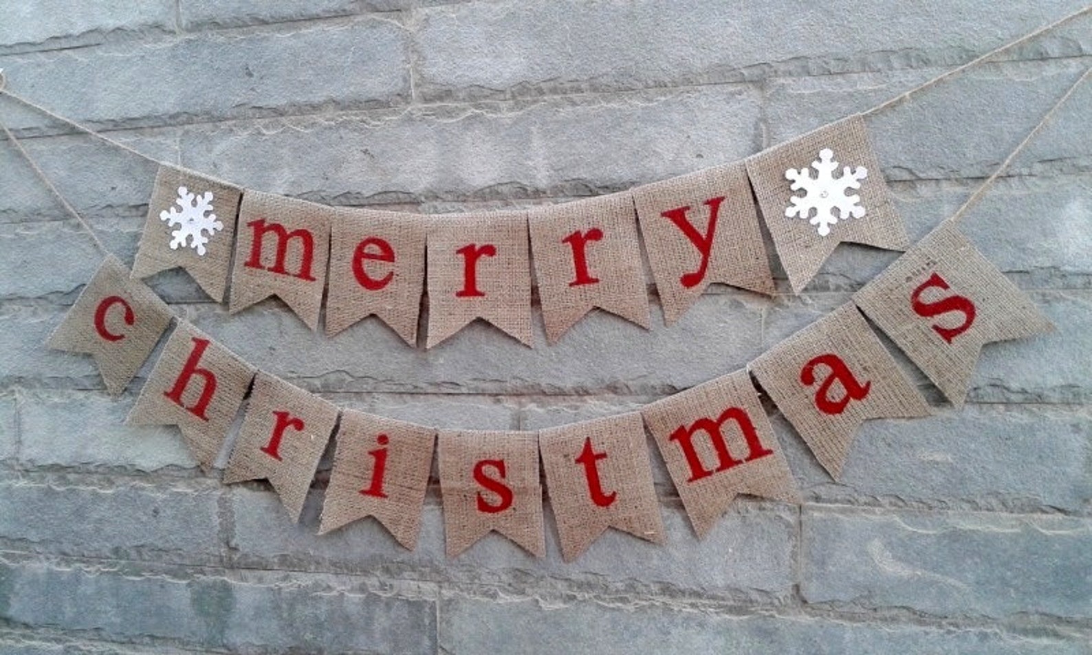 Merry Christmas Burlap Banner 