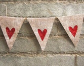 Glitter  RED / RED & PINK Hearts Burlap Banner– Rustic, Country chic,  Valentine, Love, Wedding sign, decor, Photo-prop