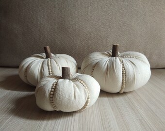 Fabric pumpkins - Neutral pumpkin decor, Modern Farmhouse Pumpkin decor, Fall pumpkin decor