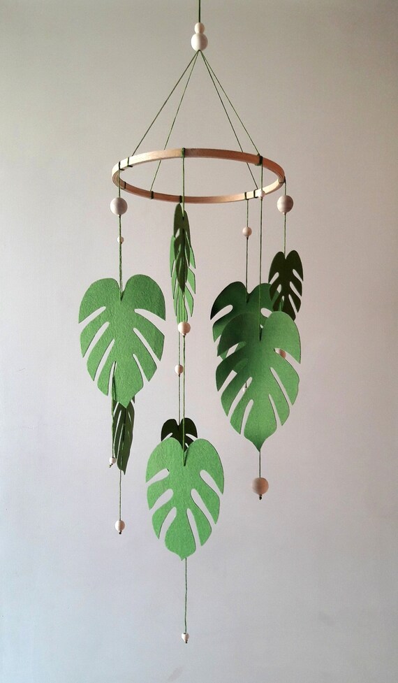 Tropical Baby Mobile Monstera Leaf Mobile Jungle Nursery Mobile