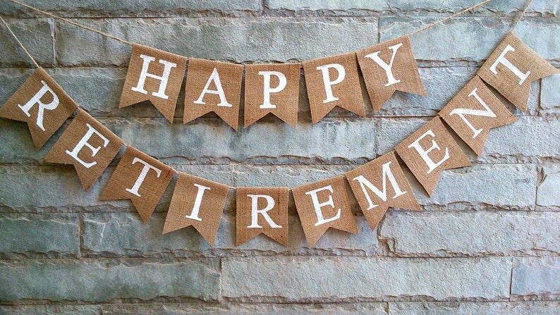 custom happy retirement burlap banner retirement party etsy