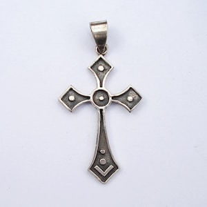 Vintage Sterling Silver Shadowbox Christian Cross Pendant