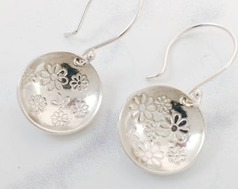 Sterling Silver Flower and Honey Bee Earrings