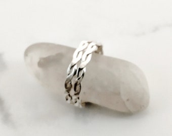 Double Twisted Ring, Sterling Silver Stacking Ring, Simple Wedding Band, Anniversary Gift for Wife or Husband