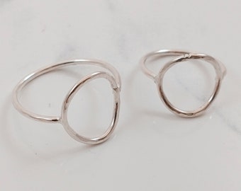 Hammered Geometric Circle or Oval Ring