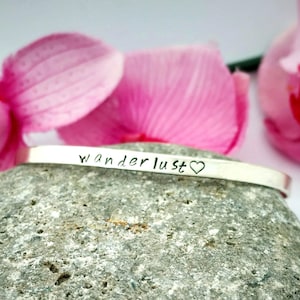 Skinny Personalized Sterling Silver Cuff Bracelet image 1