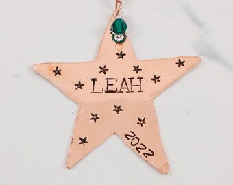 Personalized Name and Date Star Ornament for Christmas
