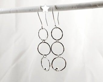 Modern Sterling Silver Circle Earrings