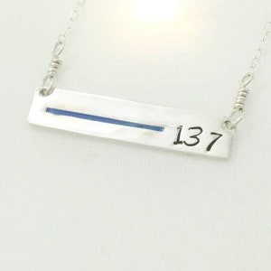 Thin Blue Line Necklace with Badge Number With 1-3 Letters Numbers
