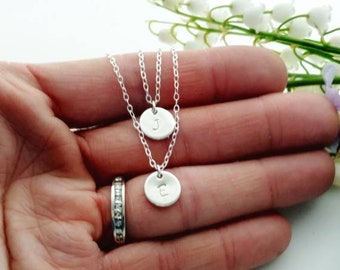 Double Strand Initial Necklace, Sterling Silver Monogram Layering Necklace, Mom of Two Gift, Newlywed Gift for Bride, Couple's Necklace