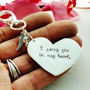I Carry You In My Heart Remembrance Keychain image 3